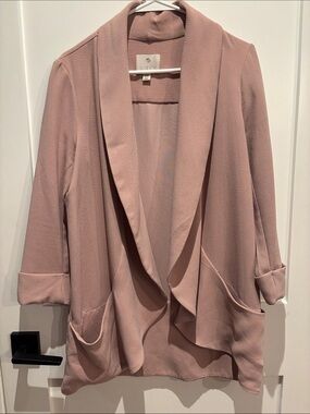 Soft Blush Pink Open-Front Cardigan